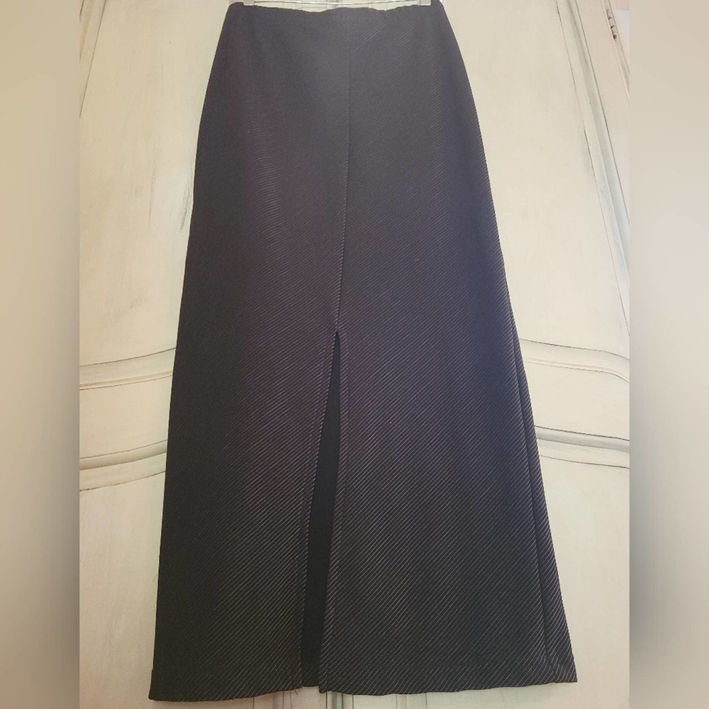 Vintage 90s Diagonal Striped Long Stretch Skirt Bodycon Slit Maxi by Signal sz L - Picture 11 of 12